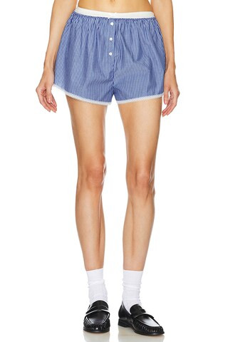 Helsa Pinstripe Poplin House Short in Blue Pinstripe from Revolve.com | Revolve Clothing (Global)