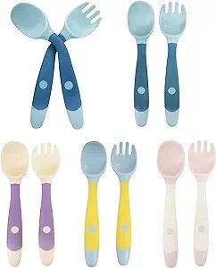 10 Pcs Toddler Utensils, Spoons and Forks Set with Bendable Handle, 5 Toddler Forks and 5 Toddler... | Amazon (US)