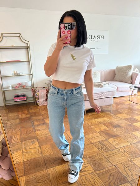graphic tee and low rise baggy jeans are both from Abercrombie, wearing size XS in the tee and 24 shirt in the jeans 

spring outfits, jeans, summer outfits 

#LTKSeasonal #LTKfindsunder50 #LTKfindsunder100