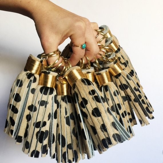 The Original Large Cheetah Print Tassel Keychain ~ Leather Tassel, Hair on Hide, Leopard Print, Chee | Etsy (US)