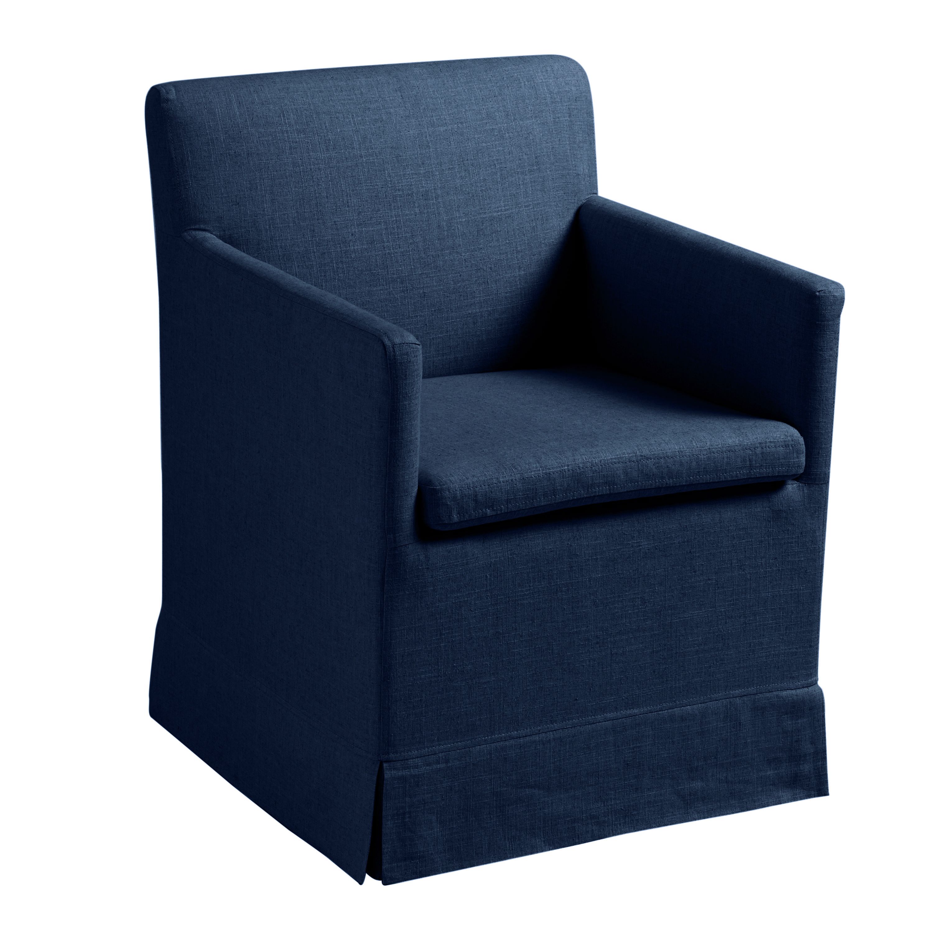 Elena Linen Upholstered Rolling Dining Armchair | World Market