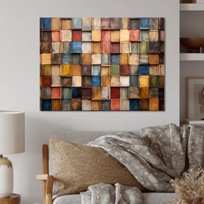Colorful Earth Colors Tiles III - Boho Mosaic Metal Wall Art Decor MT136378 | Wayfair North America