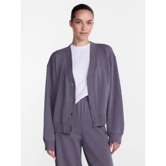 Athletic Works Women's and Women's French Terry Cardigan with Long Sleeves, Sizes XS-4X | Walmart (US)