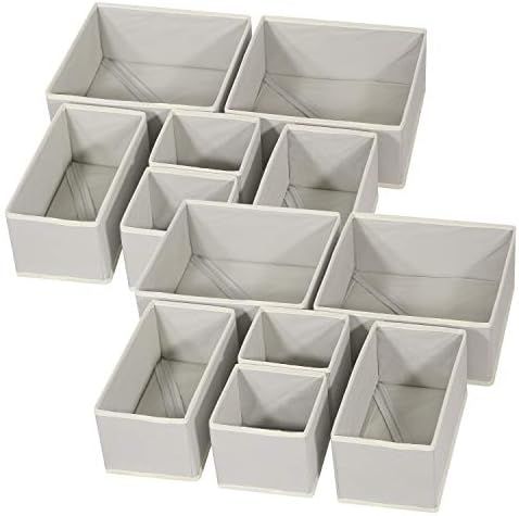 DIOMMELL 12 Pack Foldable Cloth Storage Box Closet Dresser Drawer Organizer Fabric Baskets Bins Cont | Amazon (US)
