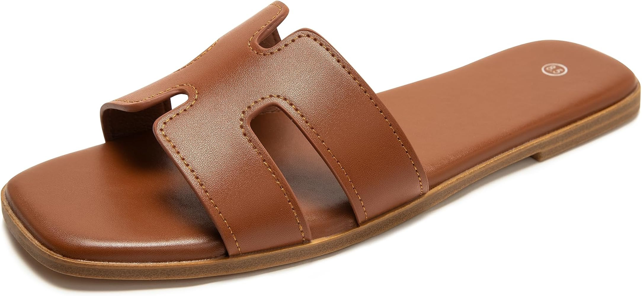 Women's Slide Sandals Comfortable Flat Slip On Leather Sandals | Amazon (US)