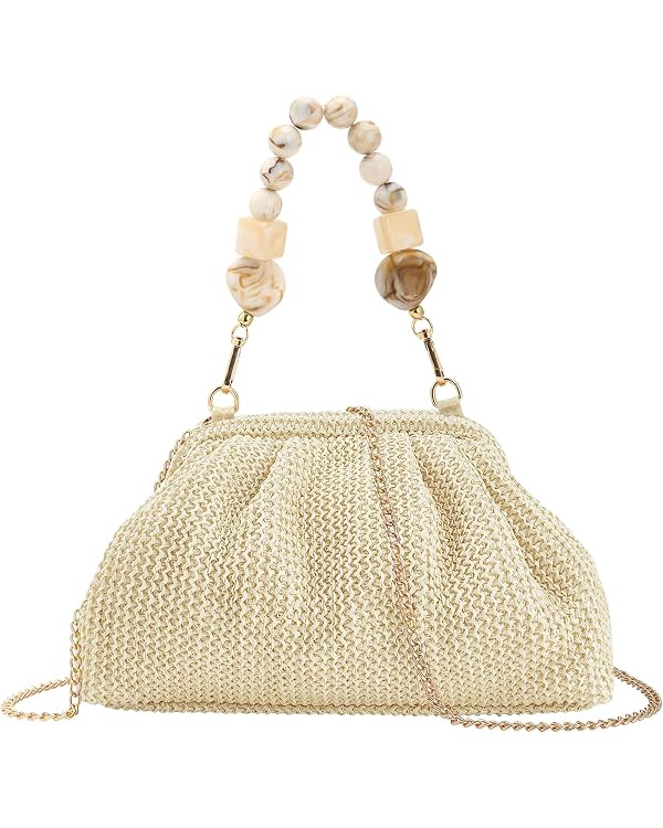 Women's Straw Crossbody Bag Summer Beach, Woven Clutch Purse with Detachable Strap for Vacation | Amazon (US)