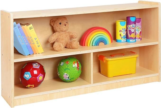 OOOK 2-Shelf Montessori Shelf Toy Organizers and Storage for Kids, 3-Section Wooden Storage Cabin... | Amazon (US)