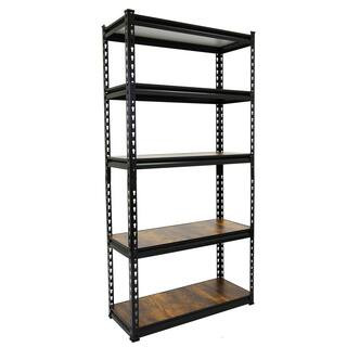 Black 5-Tier Boltless Tier Height Adjustable Garage Steel Storage Rack Shelving Units (30 in W x ... | The Home Depot