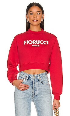 FIORUCCI Milan Crop Sweatshirt in Red from Revolve.com | Revolve Clothing (Global)