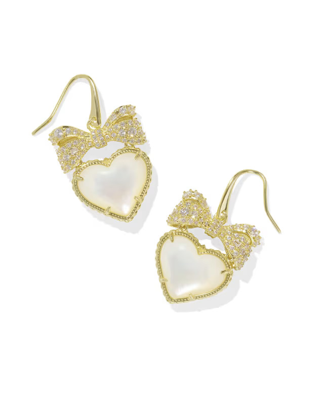 Haisley Heart Gold Drop Earrings in Ivory Mother-of-Pearl | Kendra Scott | Kendra Scott