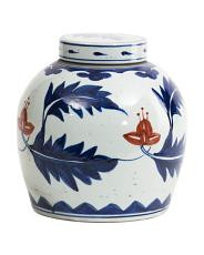 11x11 Porcelain Ashley Moka Flower Leaf Ming Jar | New Arrivals | TJ Maxx