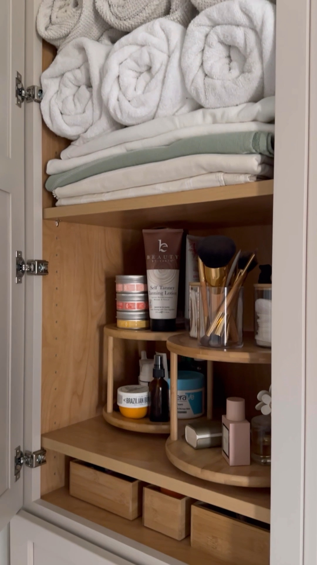 3 years ago, I got a variety of organizers that provided a custom fit approach to accommodate all of our needs in our primary bath. It has grown perfectly with us. Get the full details and links: 