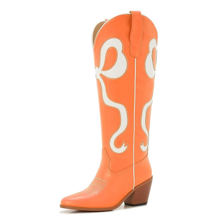 Bow Boots Cowgirl Knee-High Pink Cowboy Boots For Women | Amazon (US)