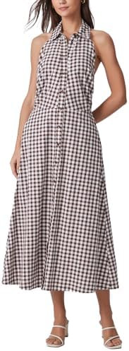 Women's 2026 Summer Midi Dress Plaid Open Back Sleeveless Casual A Line Casual Beach Vacation Sun... | Amazon (US)