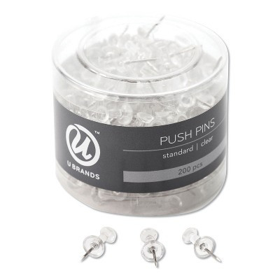 U Brands Standard Push Pins Plastic Clear 7/16" 200/Pack 658U08-24 | Target