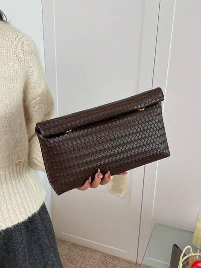 1pc Fashion Solid Color Handbag, PU Material Large Capacity Flap Magnetic Closure Square Bag, Cro... | SHEIN