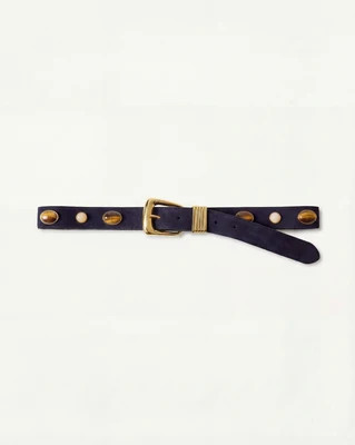 Veronica Beard Arch Embellished Suede Belt Navy | Veronica Beard