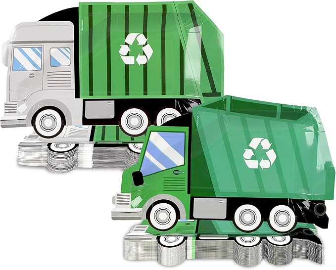 50 Pcs Garbage Trash Truck Birthday Decorations Trash Truck Shaped Disposable Plates Garbage Part... | Amazon (US)