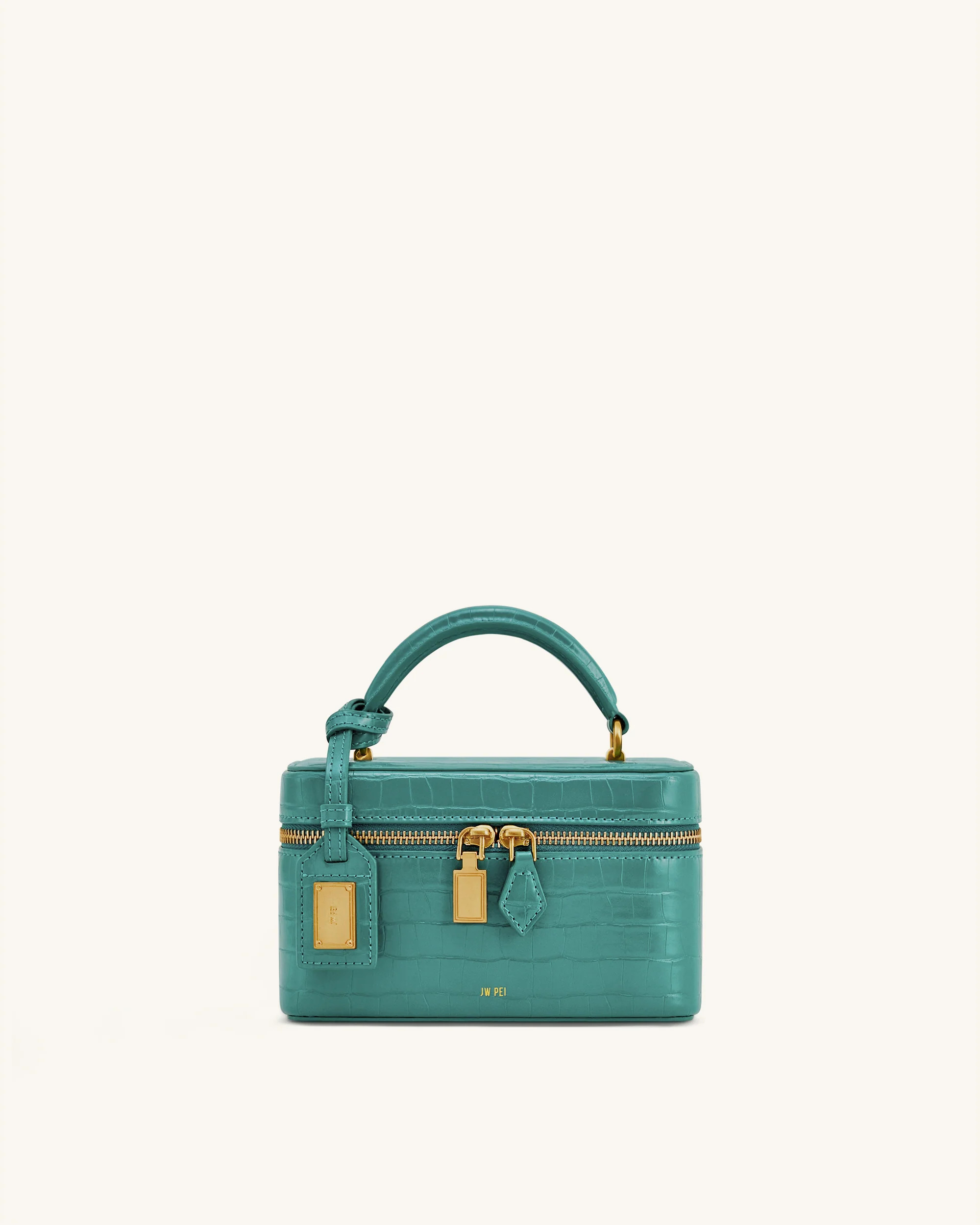 Cleo Box Shape Top Handle Bag - Green Croc | JW PEI US