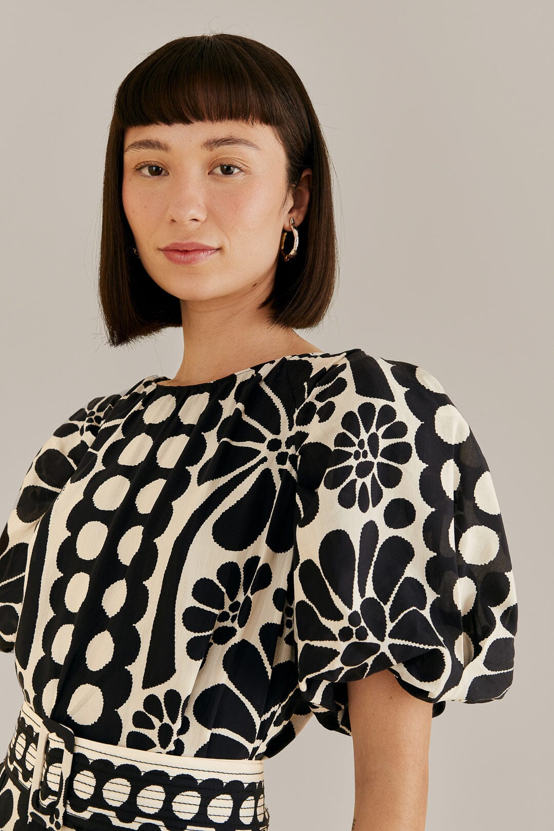 Black Palermo Puff Sleeve Mini Dress | FarmRio (US)