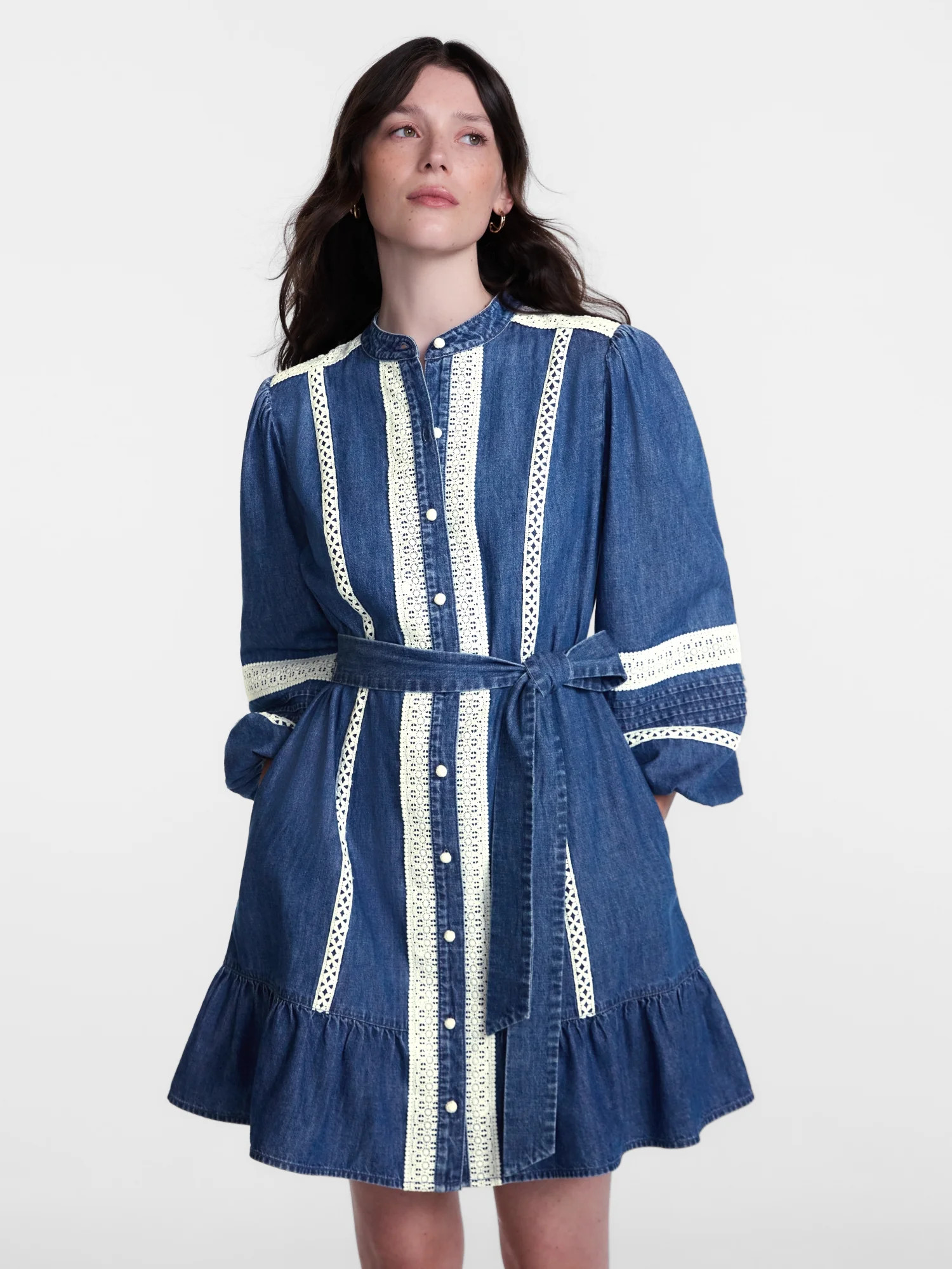 Scenario Women's and Women's Plus Button Up Eyelet Mini Dress, Sizes XXS-4X | Walmart (US)