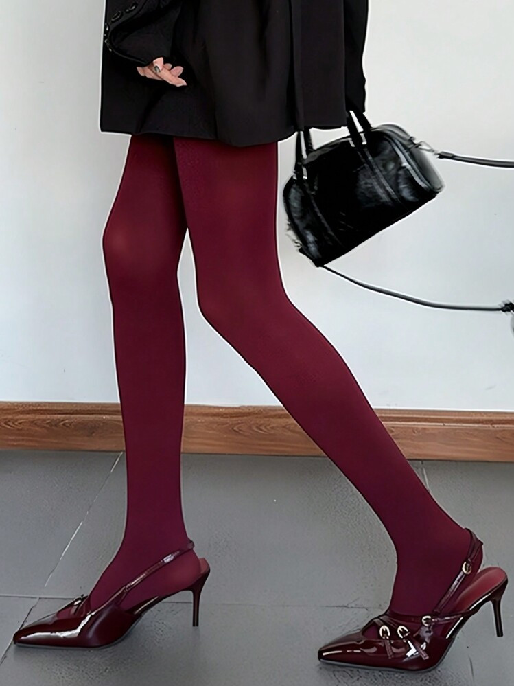 1pc Women's Fashionable Solid Velvet Leggings For Casual Wear, Autumn & Winter | SHEIN