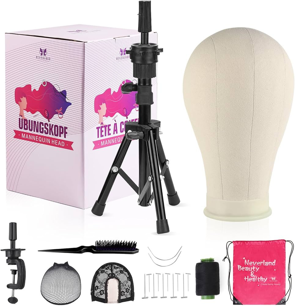 23 Inch Wig Head,Wig Stand Tripod with Head,Canvas Wig Head Stand with Mannequin Head for Wigs,Ma... | Amazon (US)