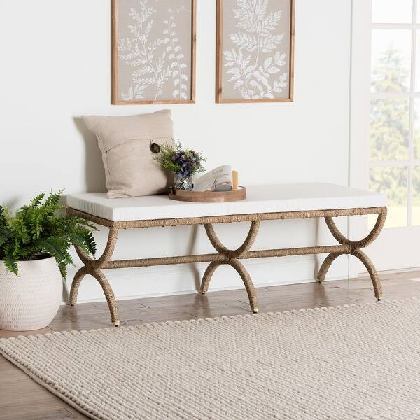 Maliyah Japandi Natural Seagrass Accent Bench | Bed Bath & Beyond