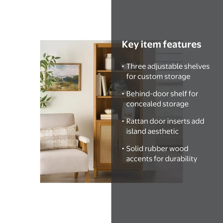 Better Homes & Gardens Springwood Bookcase with Doors, Light Honey Finish | Walmart (US)