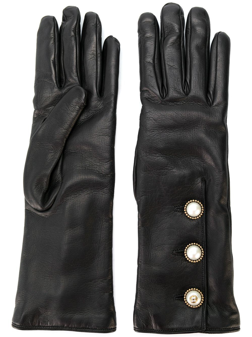 Gucci button trim long gloves - Black | FarFetch Global