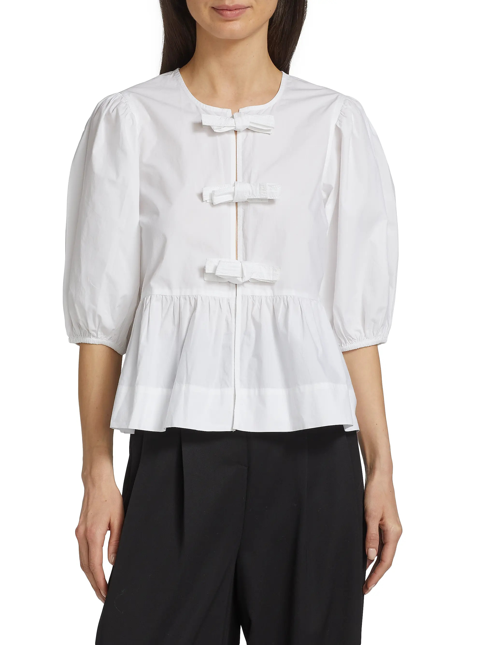 Cotton Poplin Peplum Blouse | Saks Fifth Avenue