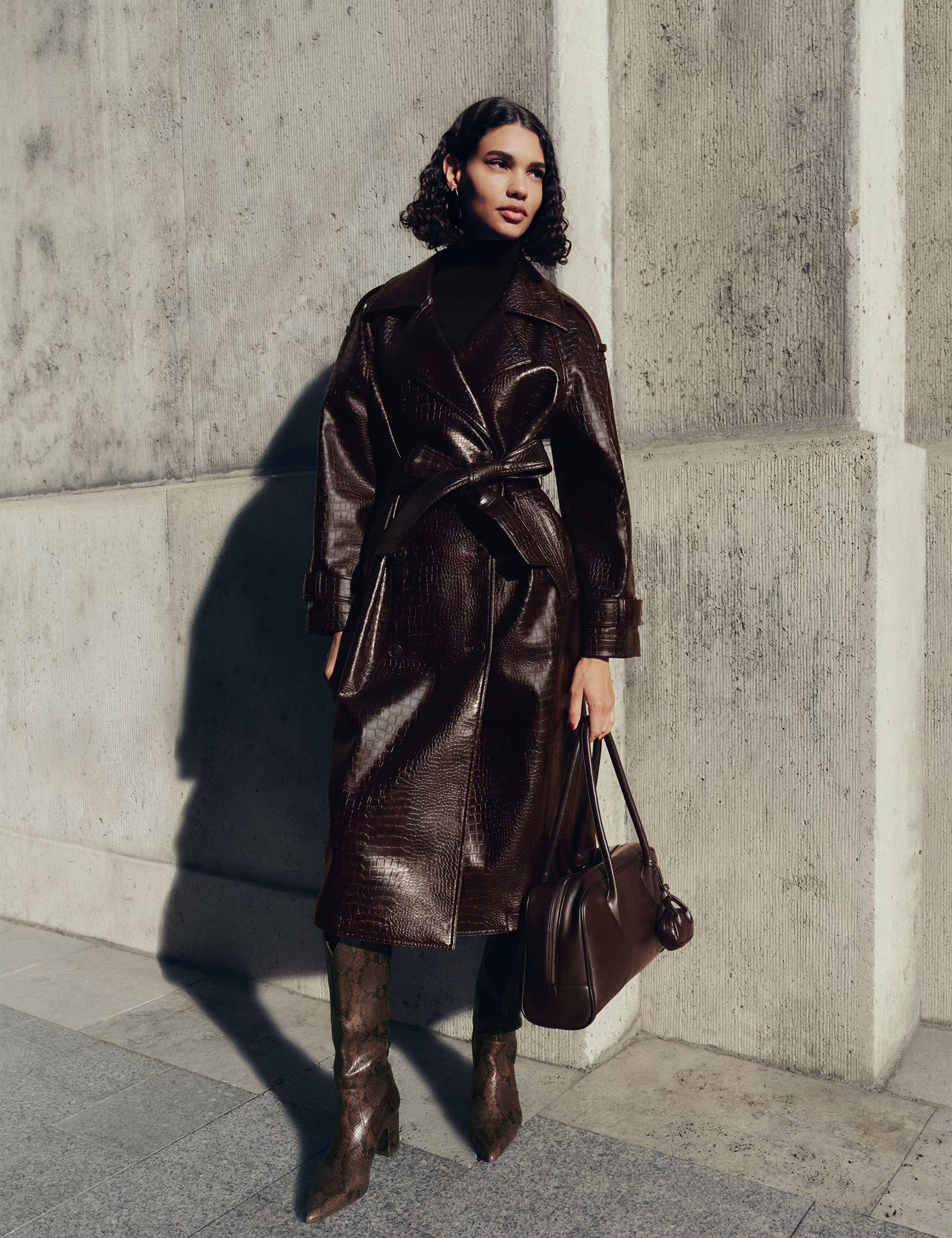 Croc Faux Leather Belted Longline Trench Coat | Marks & Spencer (UK)