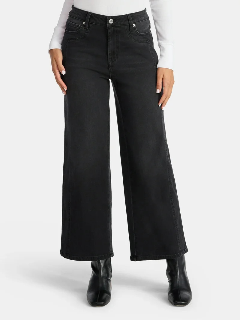 Time and Tru Women's High Rise Straight Jeans with Side Seam Details, 27" Inseam, Sizes 0-20 | Walmart (US)