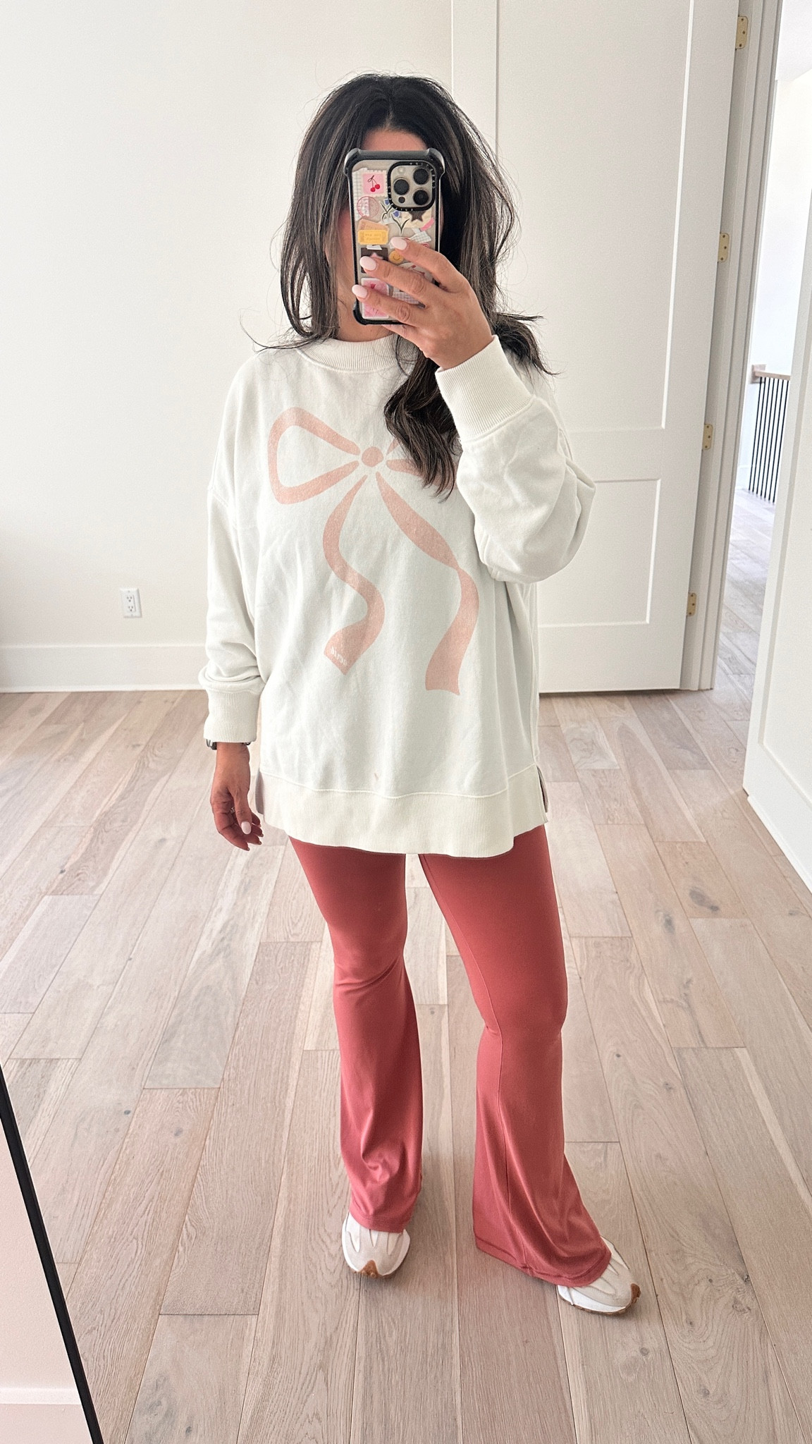 Favorite sweatshirt from aerie right now. I also love their flare leggings so soft. 
I’m 5’4”, size 8-10 wearing a medium in leggings and small for the sweatshirt 

#LTKSaleAlert #LTKSeasonal #LTKActive