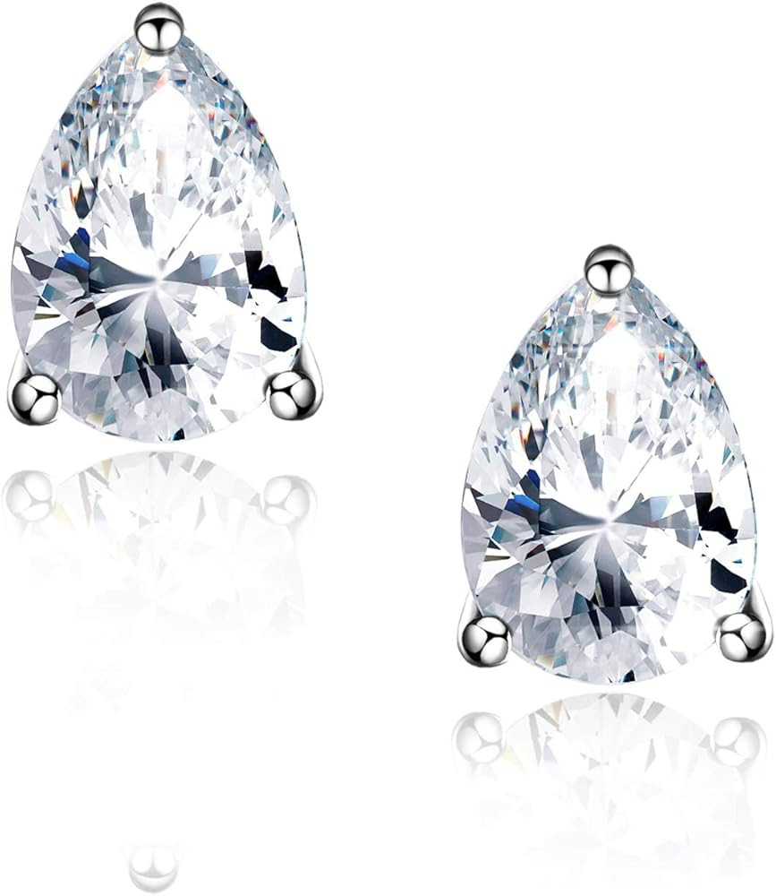 "STUNNING FLAME" Trillion-cut/Cushion-cut/Emerald-cut/Marquise-cut ... 18K White Gold Plated Ster... | Amazon (US)