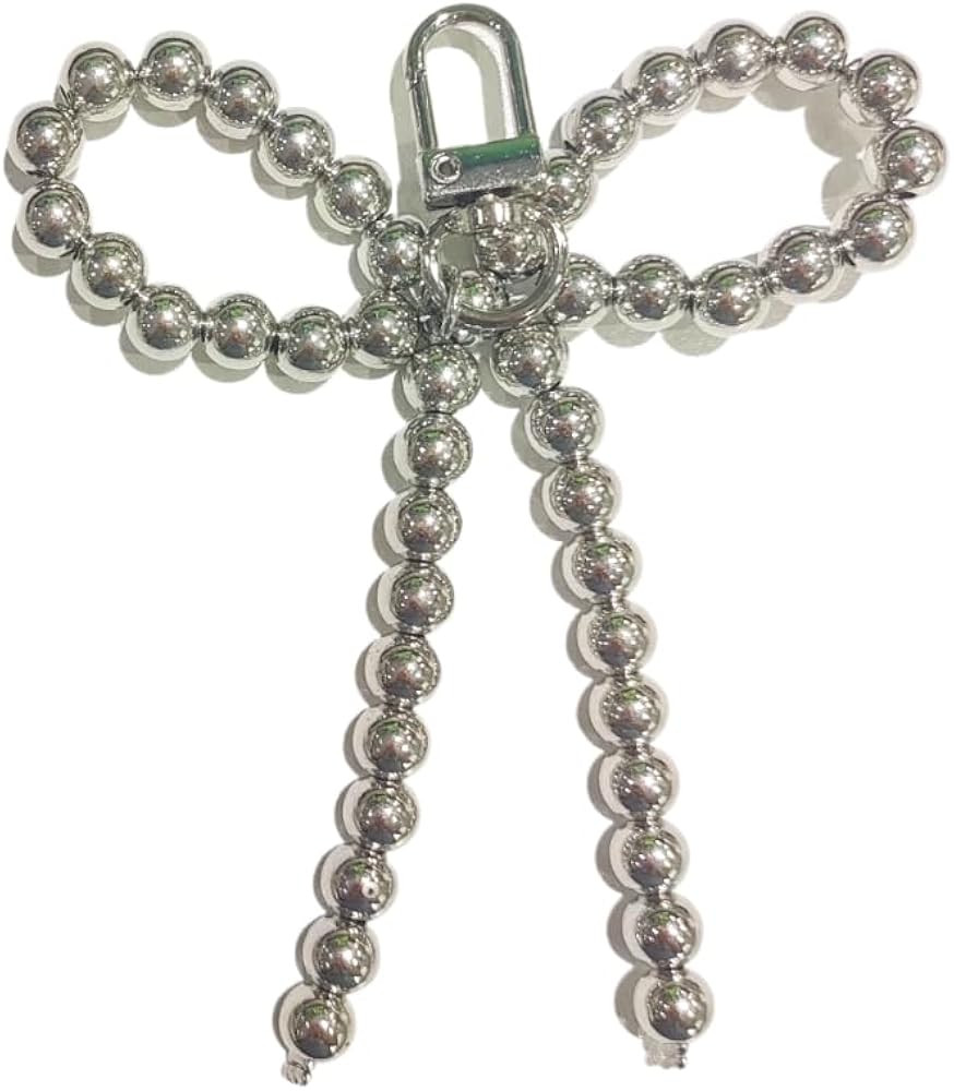 Silver Heart Pearl Bow Keychain Y2k Bowknot Keyring Sweet Bag Car Keys Charms Accessories for Wom... | Amazon (US)