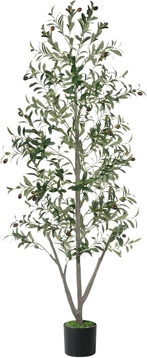 Olive Tree, 6FT Tall Faux Olive Tree with Lights Moss and Planter, Olive Trees Artificial Indoor ... | Amazon (US)