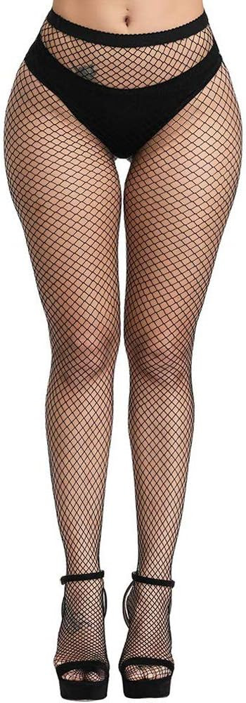 E-Laurels Womens High Waist Patterned Fishnet Tights Suspenders Pantyhose Thigh High Stockings Bl... | Amazon (US)