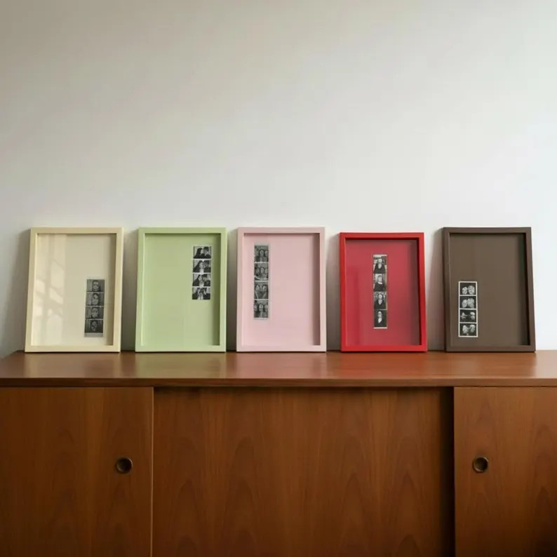 Custom Photobooth Strip Frame (9x13"), off Center Mat Opening, Personalized Photo Frame, Monochro... | Etsy (US)