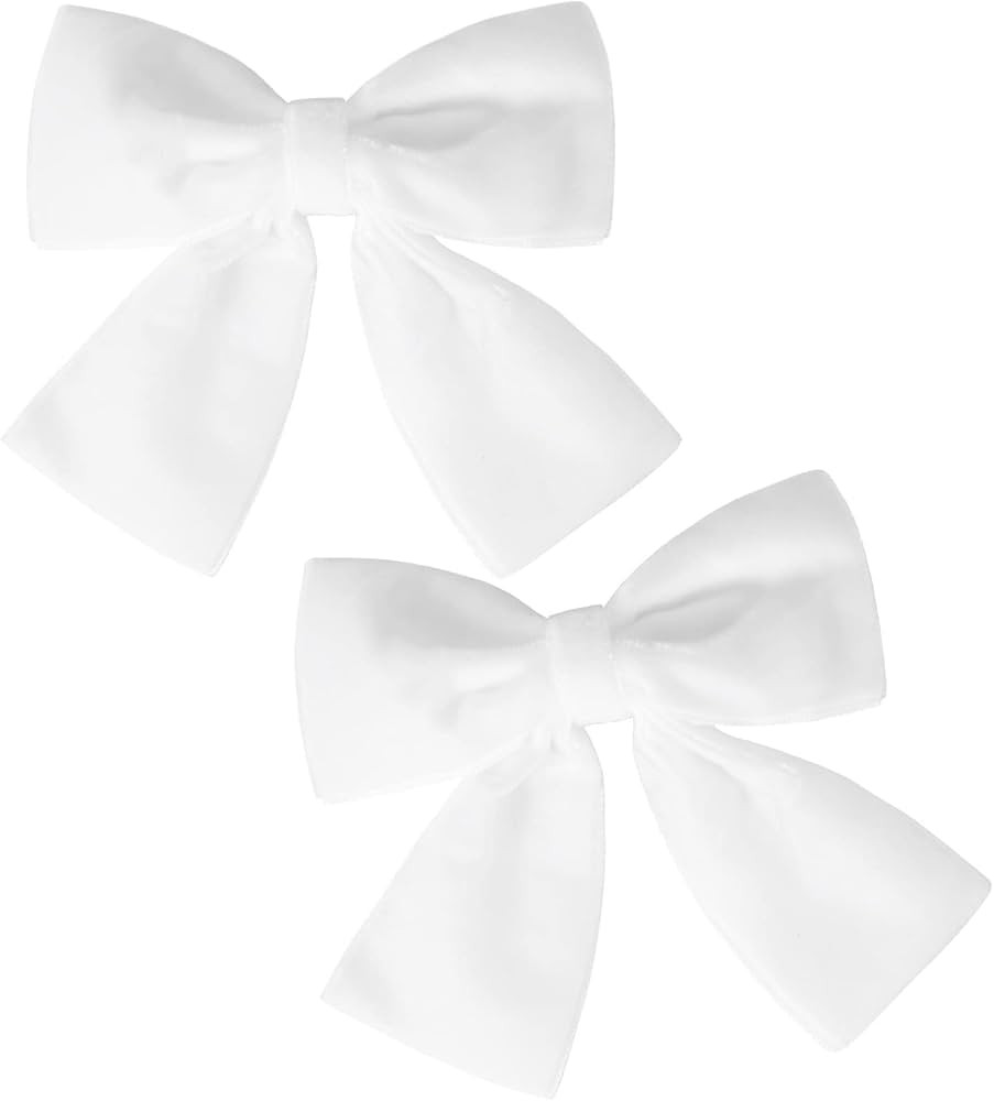 2PCS Velvet Hair Bows White Hair Ribbon Clips 4" Big Fall Alligator Clips Hair Accessories for Wo... | Amazon (US)