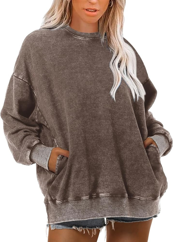 Oversized Vintage Hoodie for Women Cotton Loose Fit Baggy Hooded Sweatshirt Trendy Basic Acid Was... | Amazon (US)