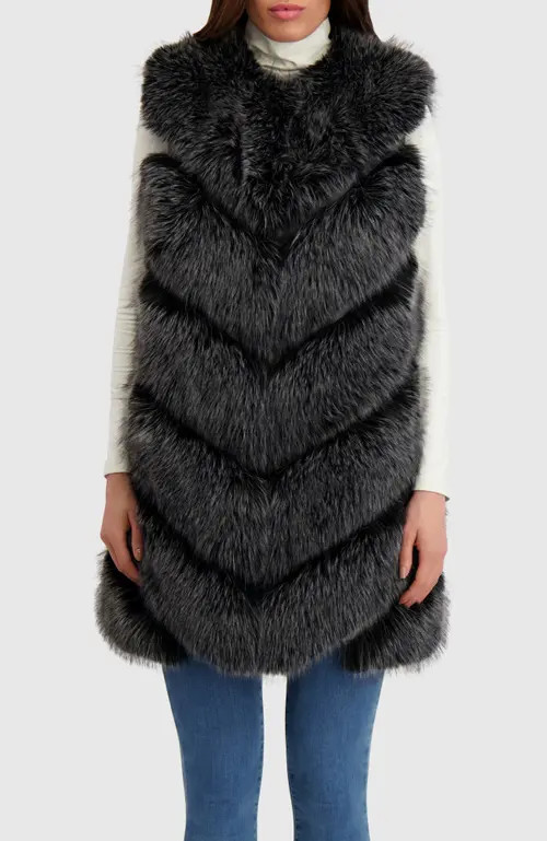 Lyla Grant Fur-Free Fox (Faux Fur) Vest in Black Snowtop at Nordstrom, Size X-Small | Nordstrom