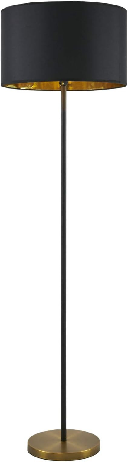 MARTHA STEWART Hunts Floor Lamp Living Room Decor - Slender Metal Base, Black Drum Shade, Modern ... | Amazon (US)