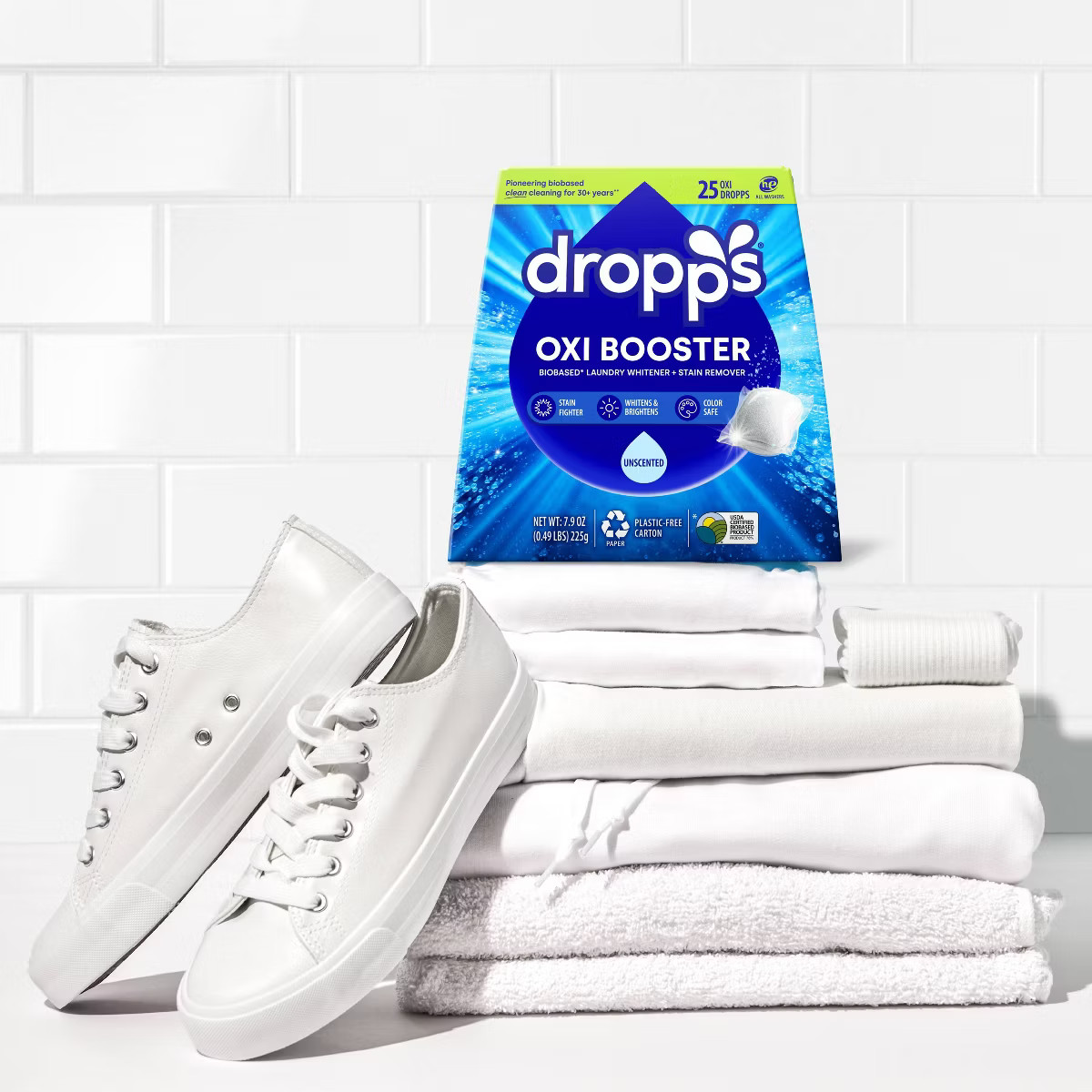 Dropps Laundry Oxi Booster Whitener & Stain Remover Biobased Detergent Pods - Unscented - 25ct | Target