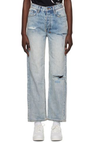 Ksubi - Blue Brooklyn Skream Trashed Jeans | SSENSE