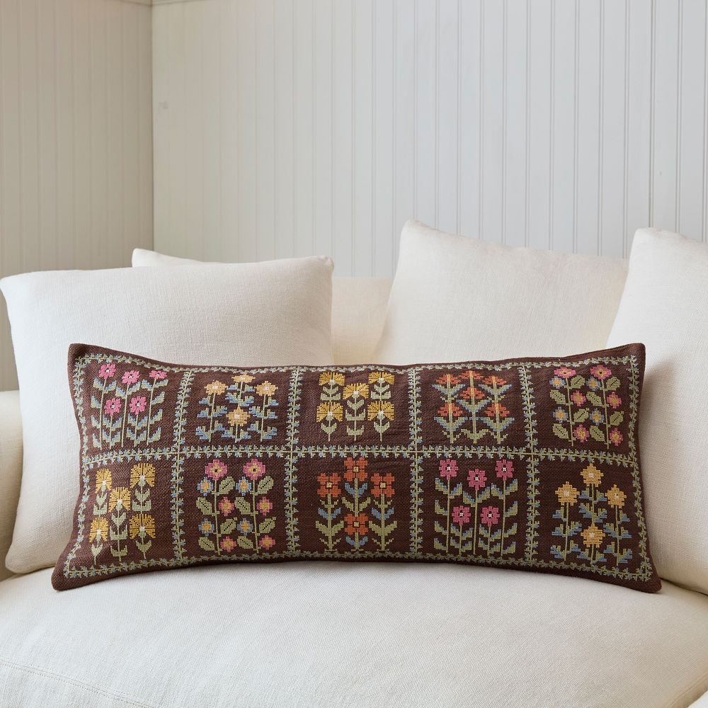 Marisa Needlepoint Lumbar Pillow Cover | GreenRow