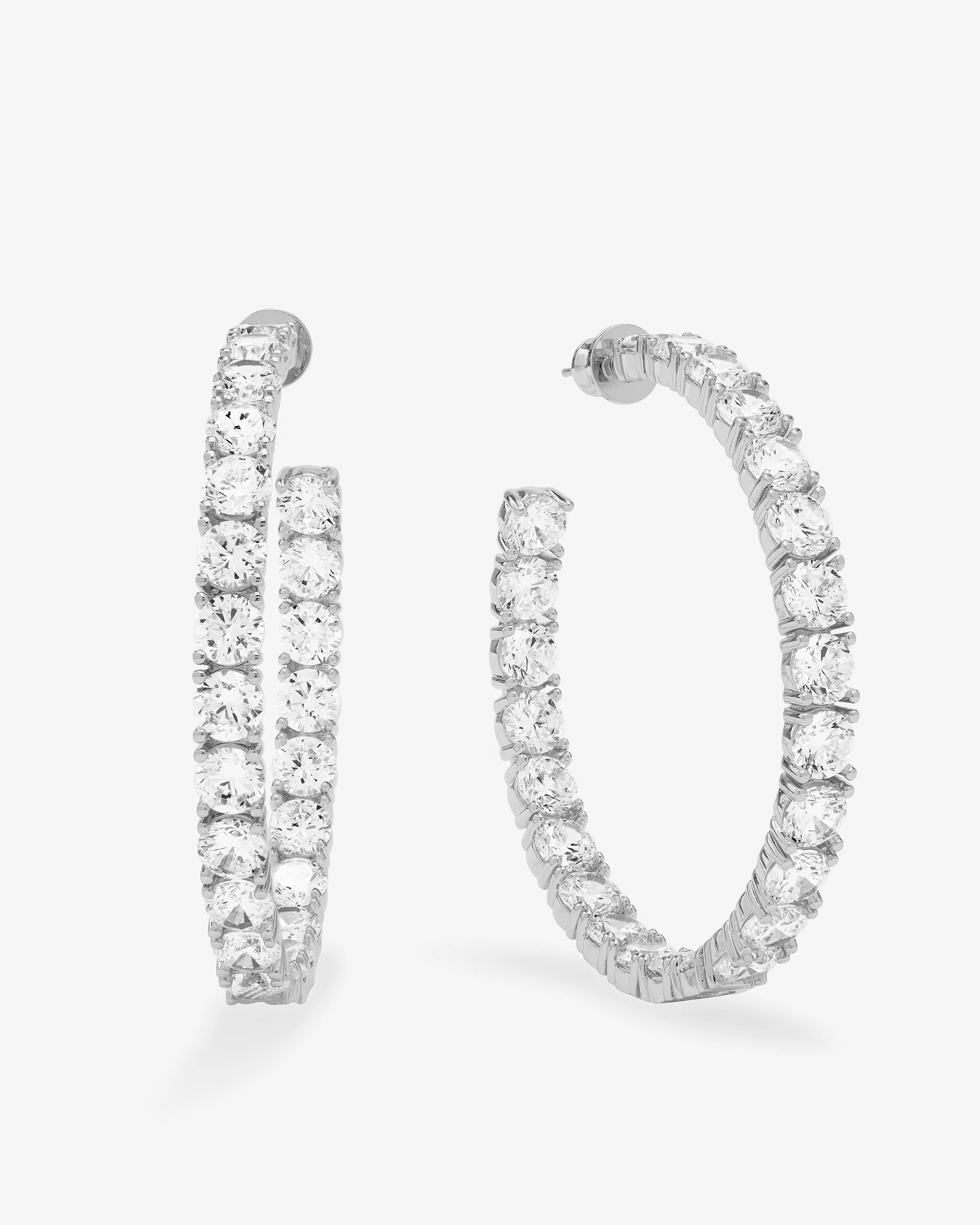 "Oh She Fancy" Hoops 2" - Silver|White Diamondettes | Melinda Maria Jewelry