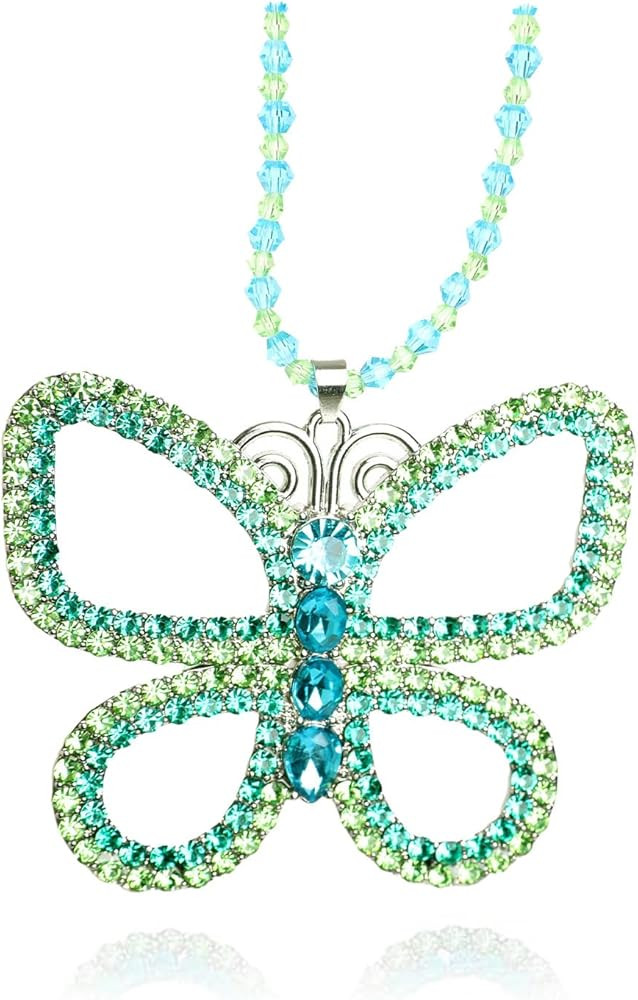 TICIFEN Big Green Butterfly Chocker Necklace for Women Large Sparkly Rhinestone Pendant Jewelry H... | Amazon (US)