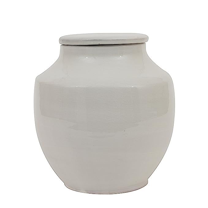 Creative Co-Op Small Round White Terracotta Cachepot, 8 Inch, | Amazon (US)