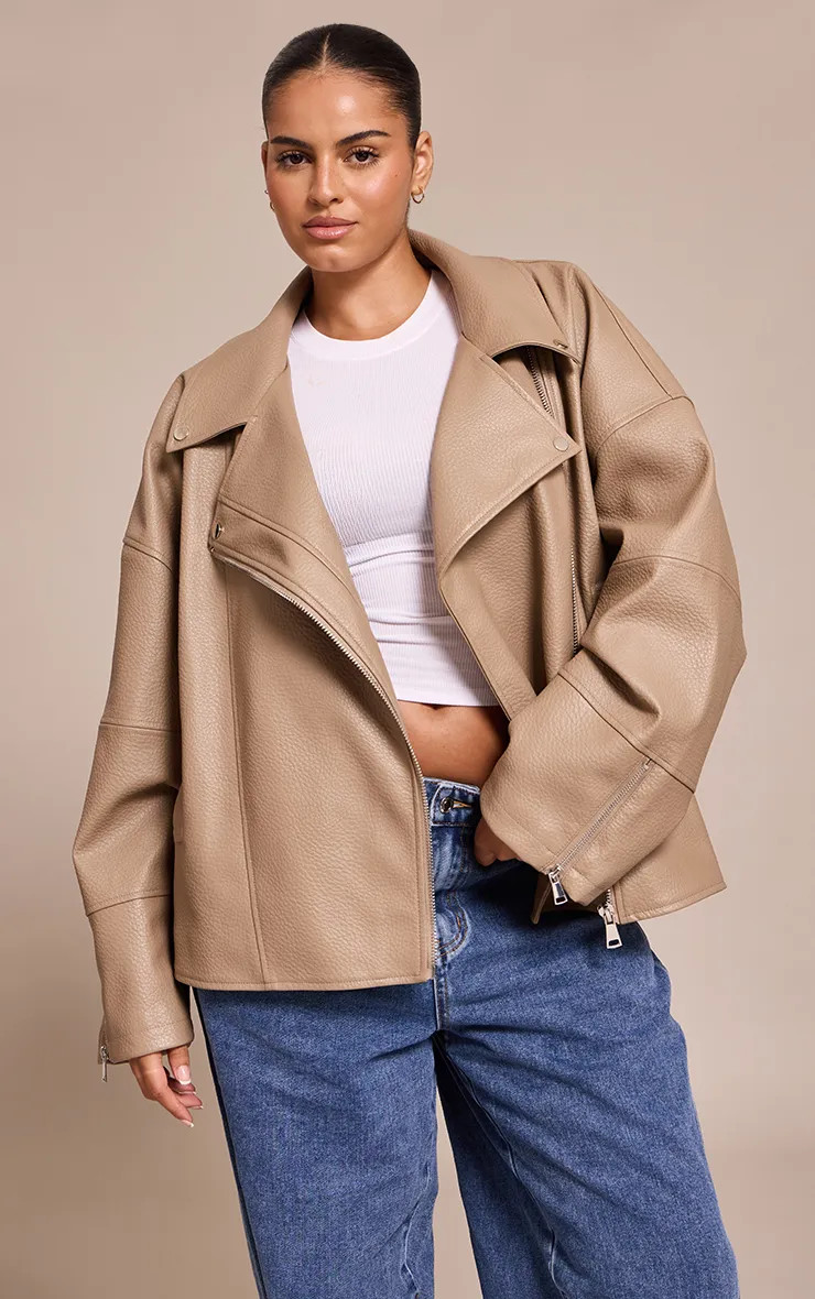 Plus  Faux Leather Oversized Biker Jacket | boohoo (US & Canada)